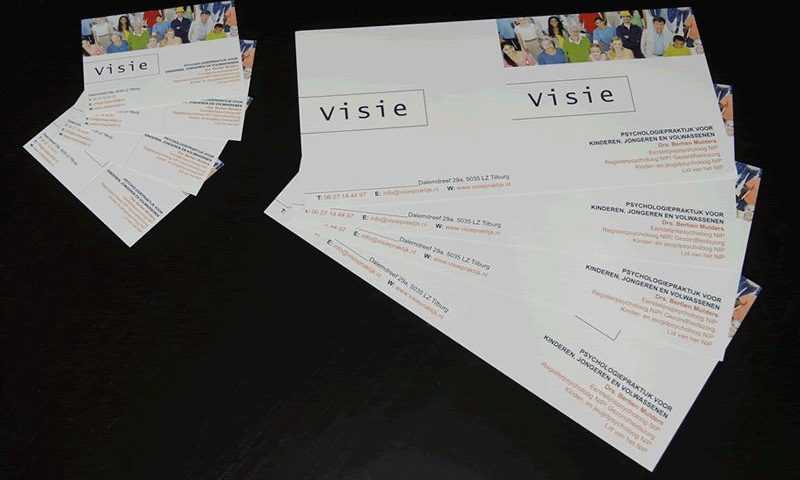 Folder drukwerk visitekaartjes voor Visie