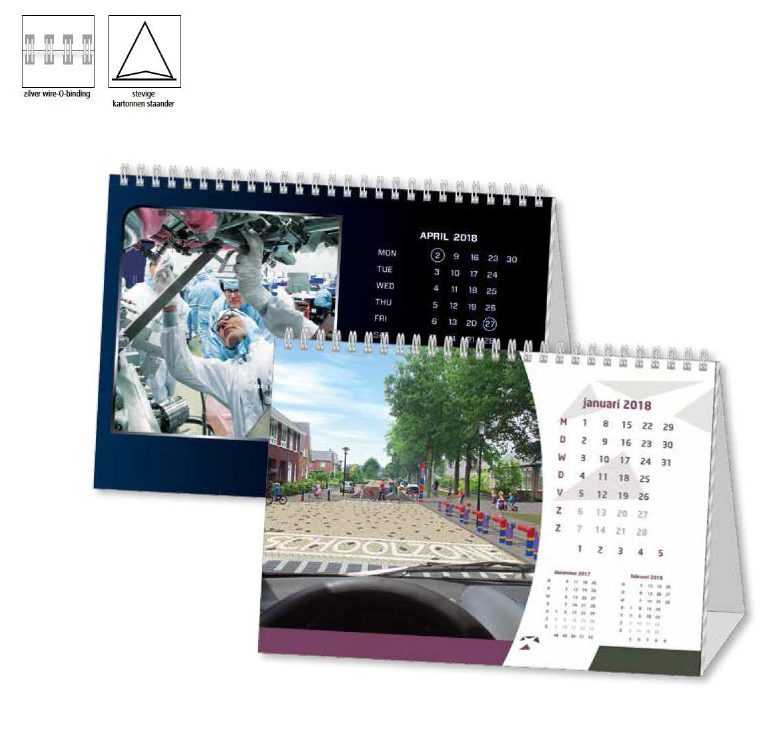 Bureau kalender met logo staand bedrukken printen